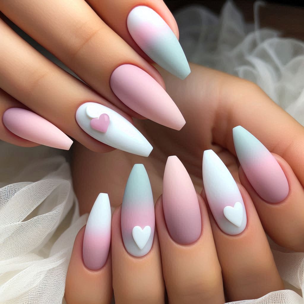 Pastel Ombre Half Hearts