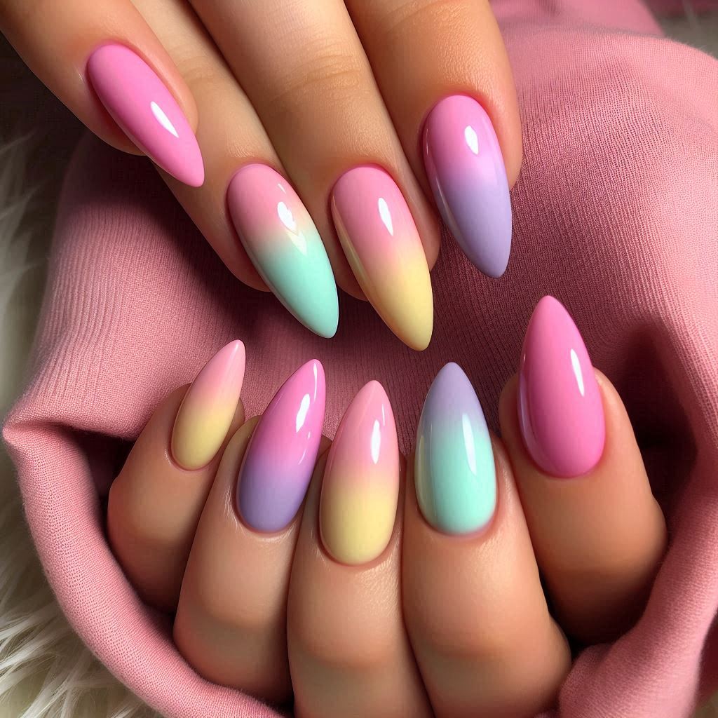 Pastel Rainbow Nails
