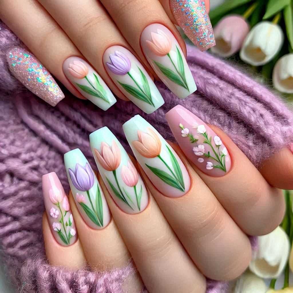 Pastel Tulip Garden