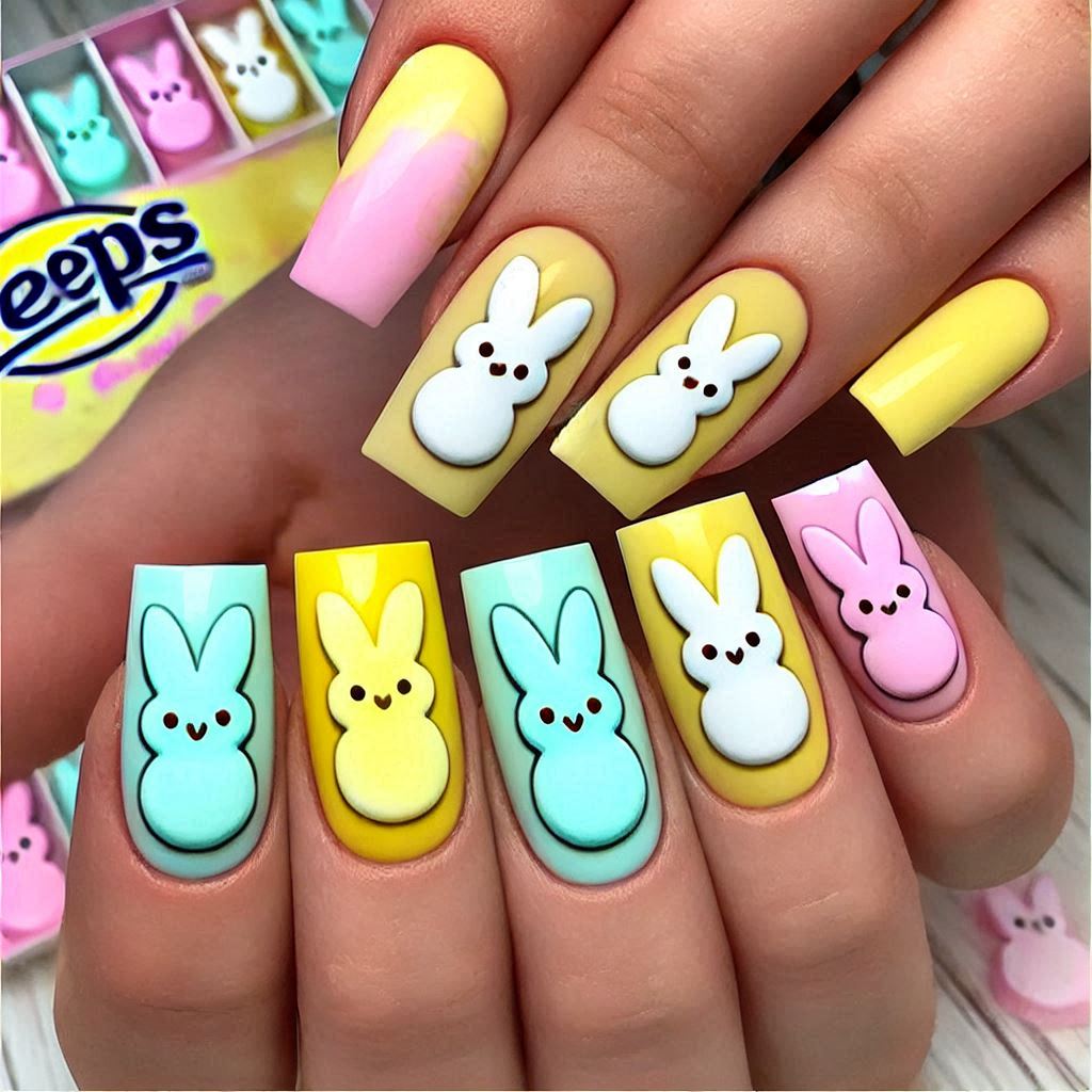 Peeps-Inspired Nails