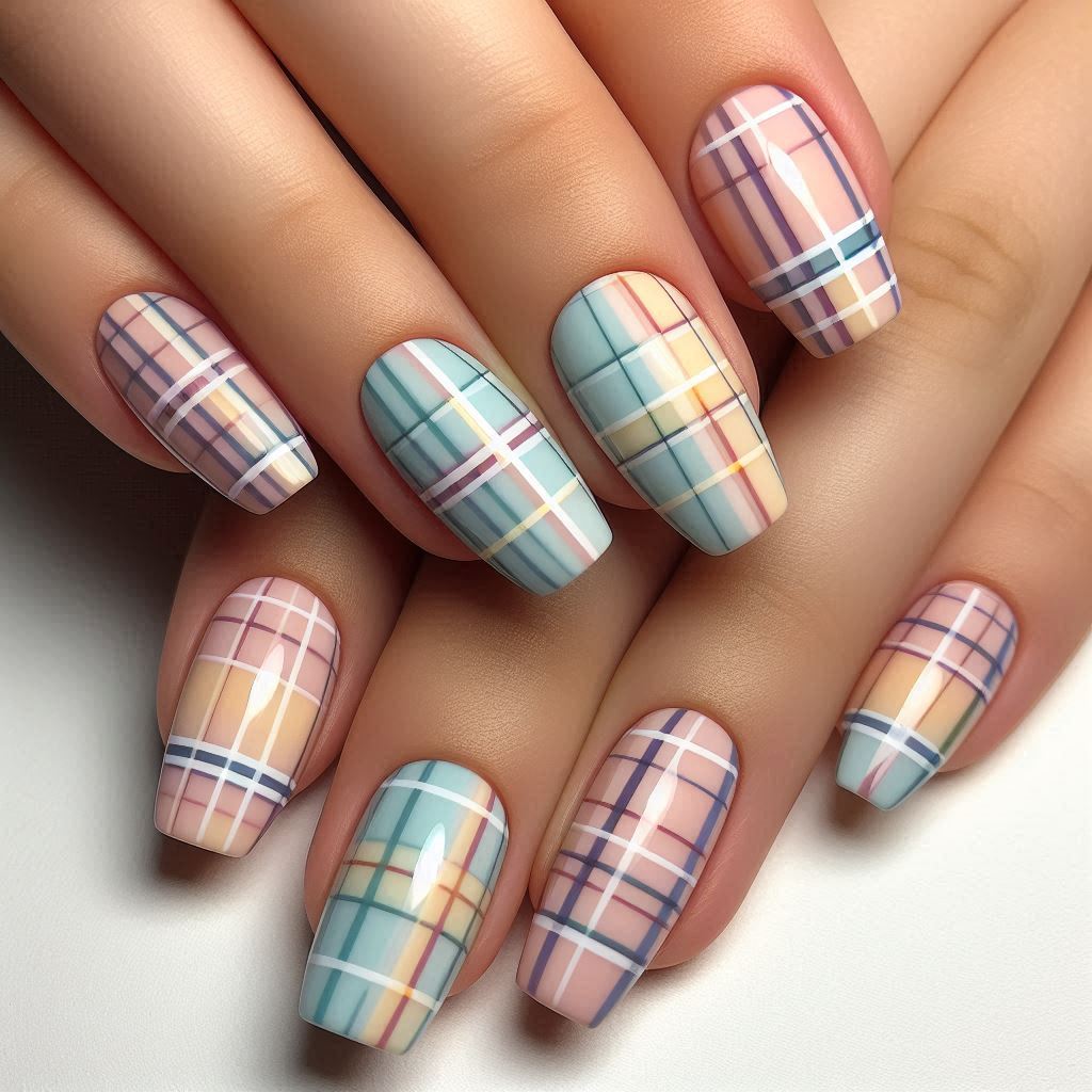 Plaid Pattern Nails
