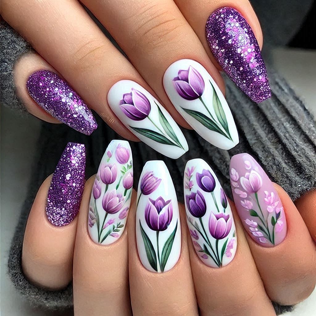 Purple Tulip Fields Nails