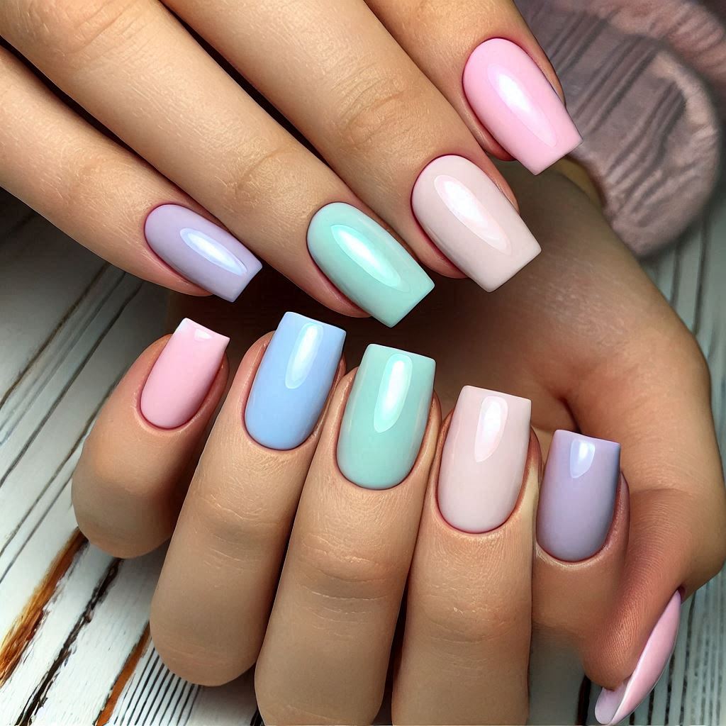 Rainbow Pastel Nails