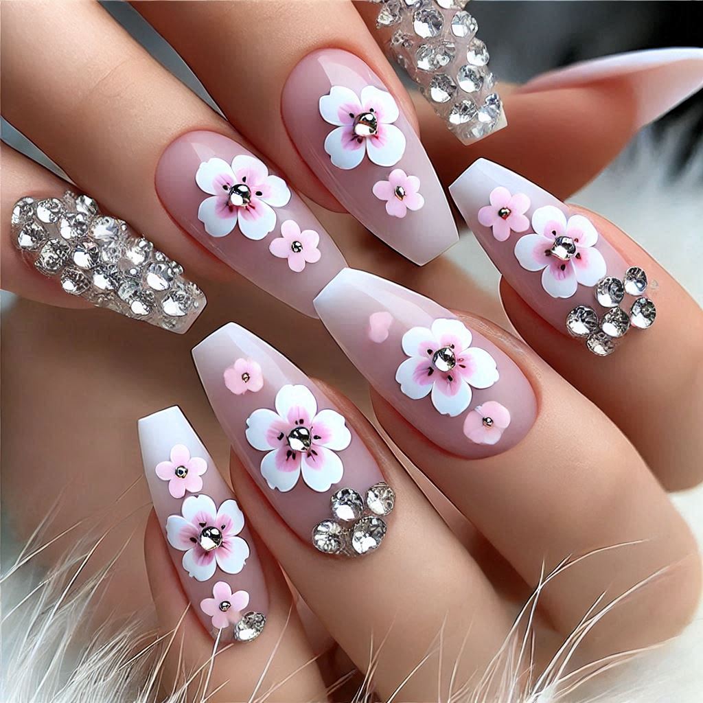 Rhinestone Blossom Nail Decals