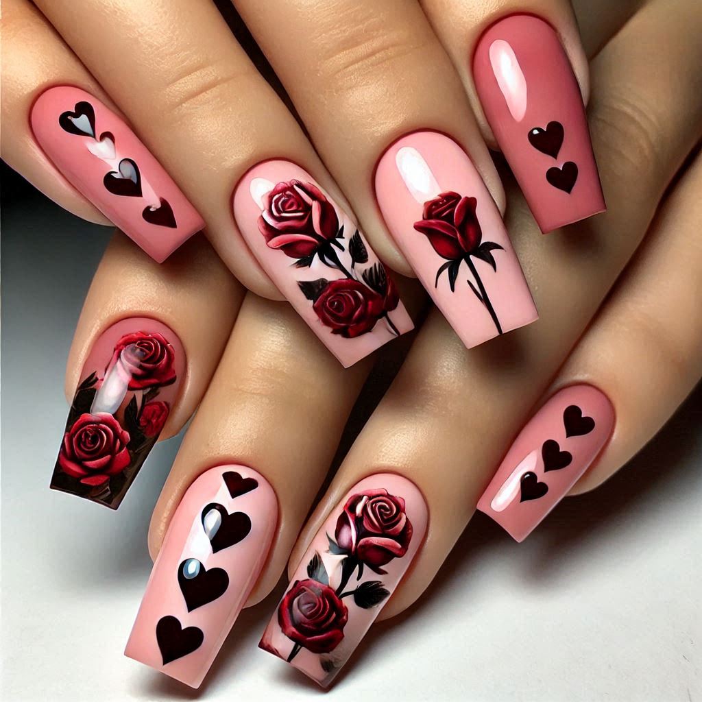 Romantic Rose Half Hearts