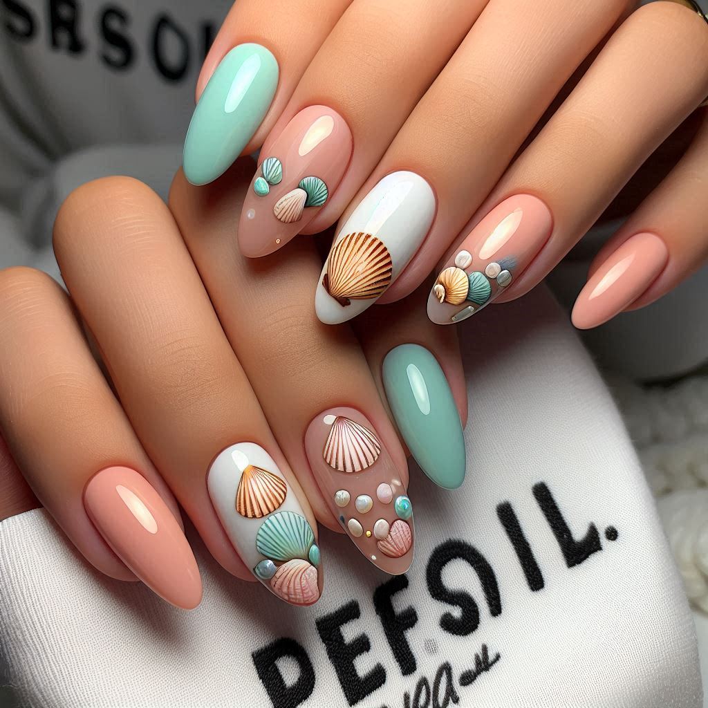 Seashell Accent Nails