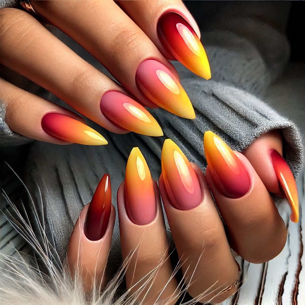 Sunset Ombre Gel Nails