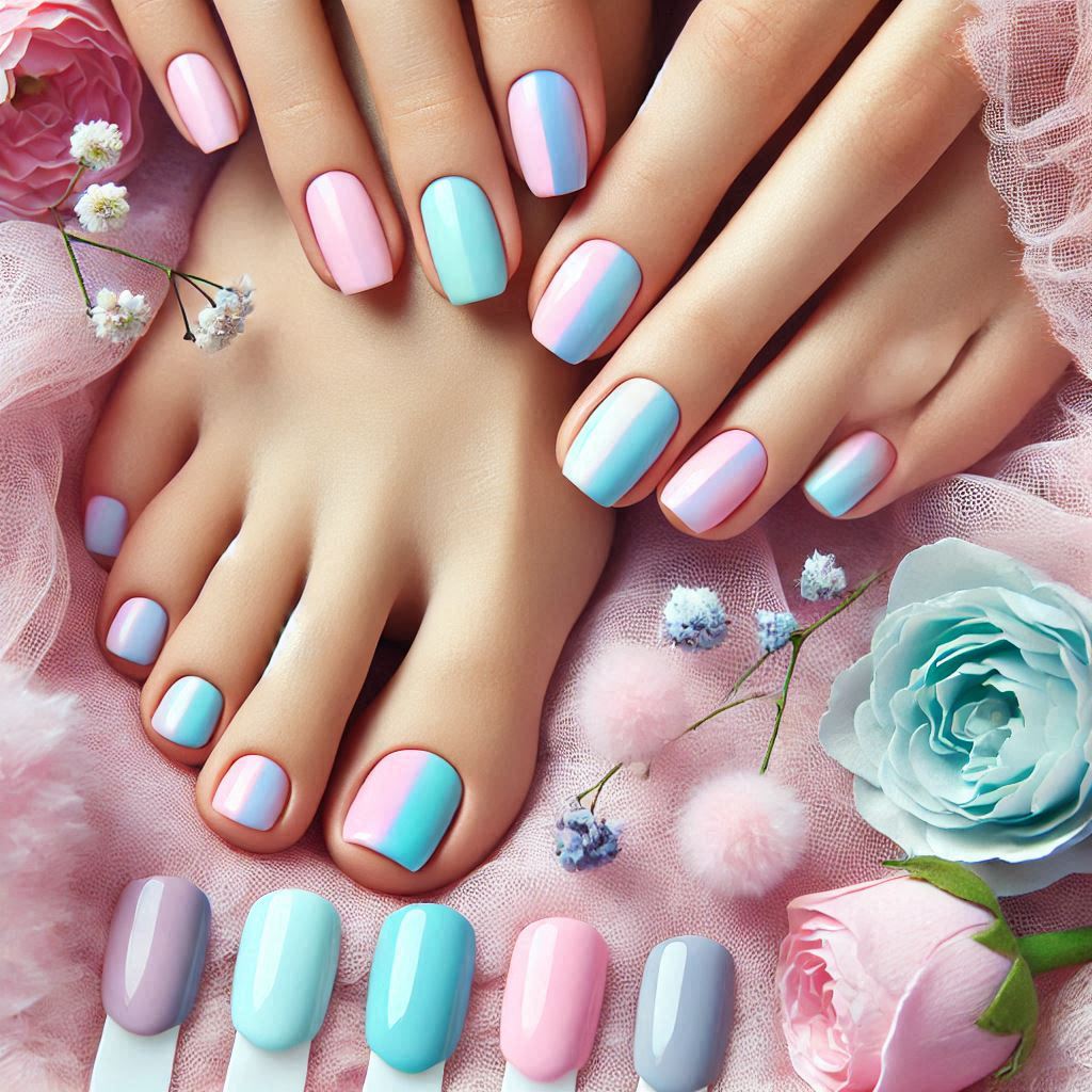 Sweet Pastel Rainbow Pedicure