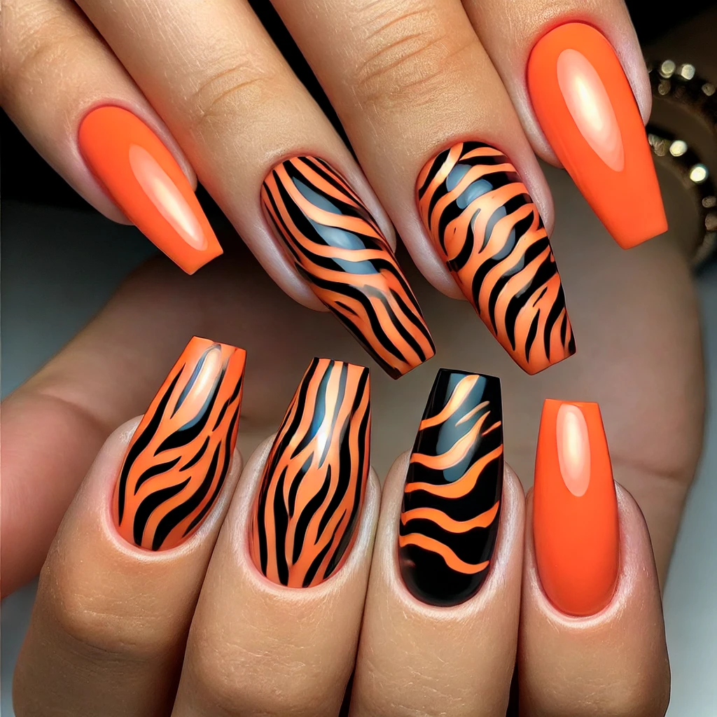 Tiger Stripe Nail Art