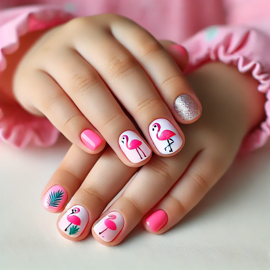 Tropical Flamingo Nails