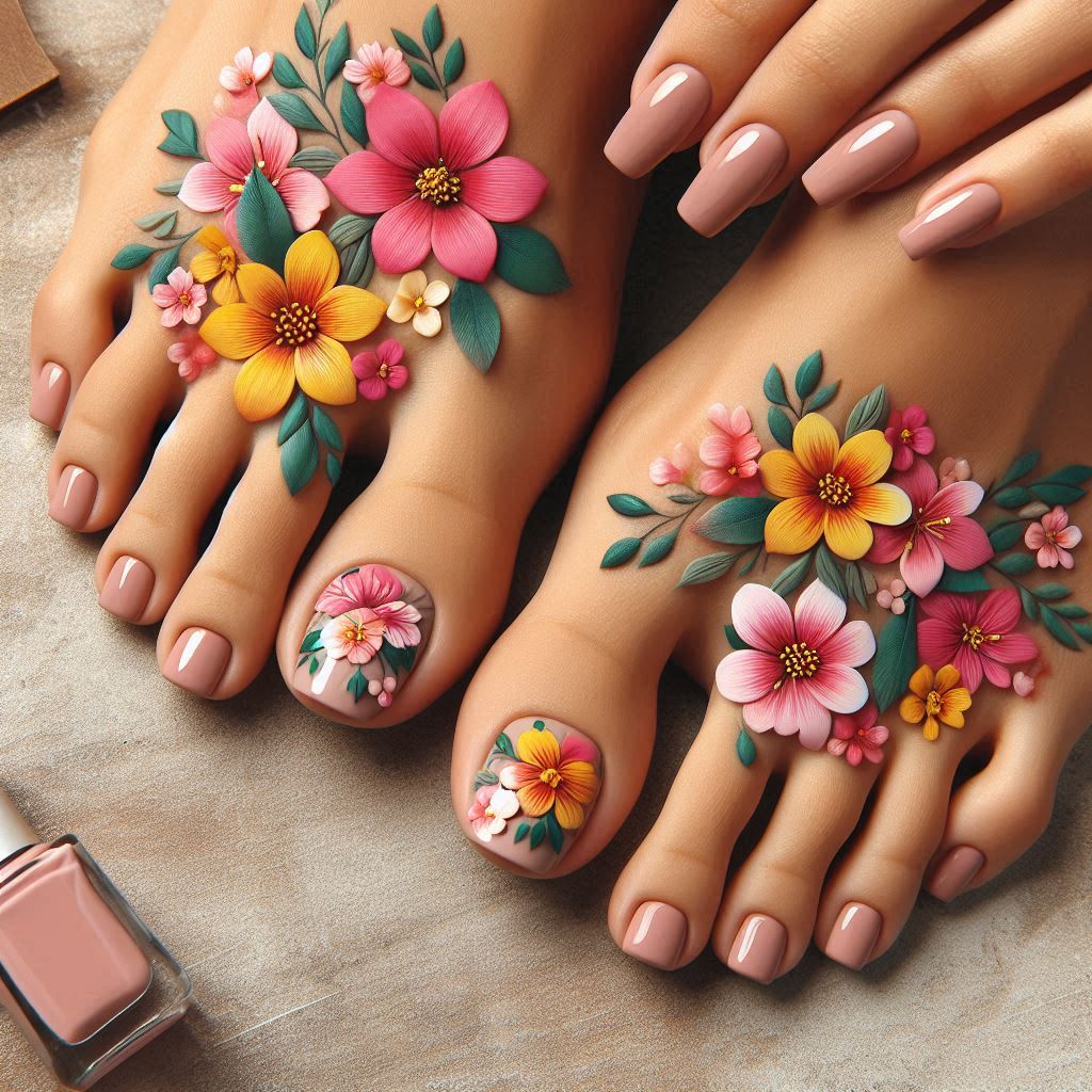 Tropical Floral Pedicure