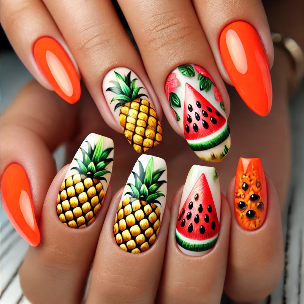 Tropical Fruit-Inspired Nails