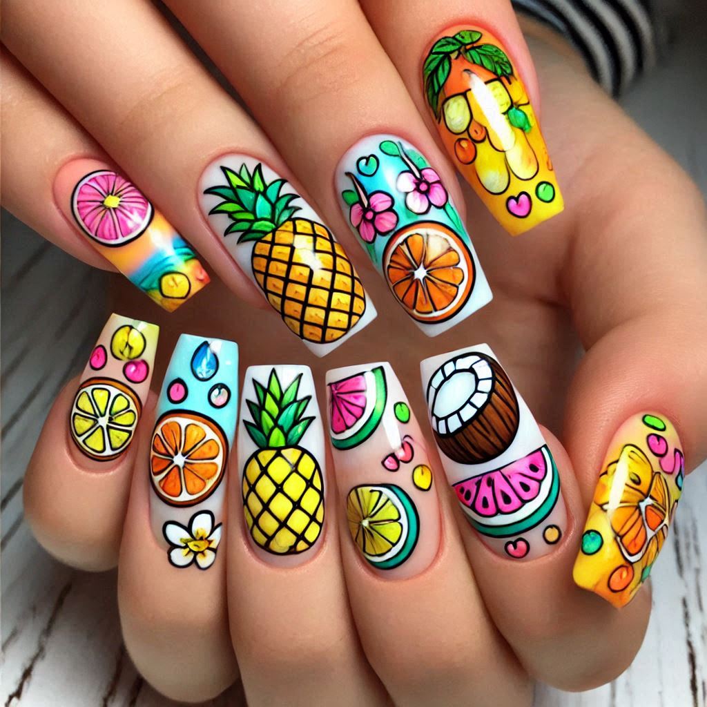 Tropical Fruit Nails