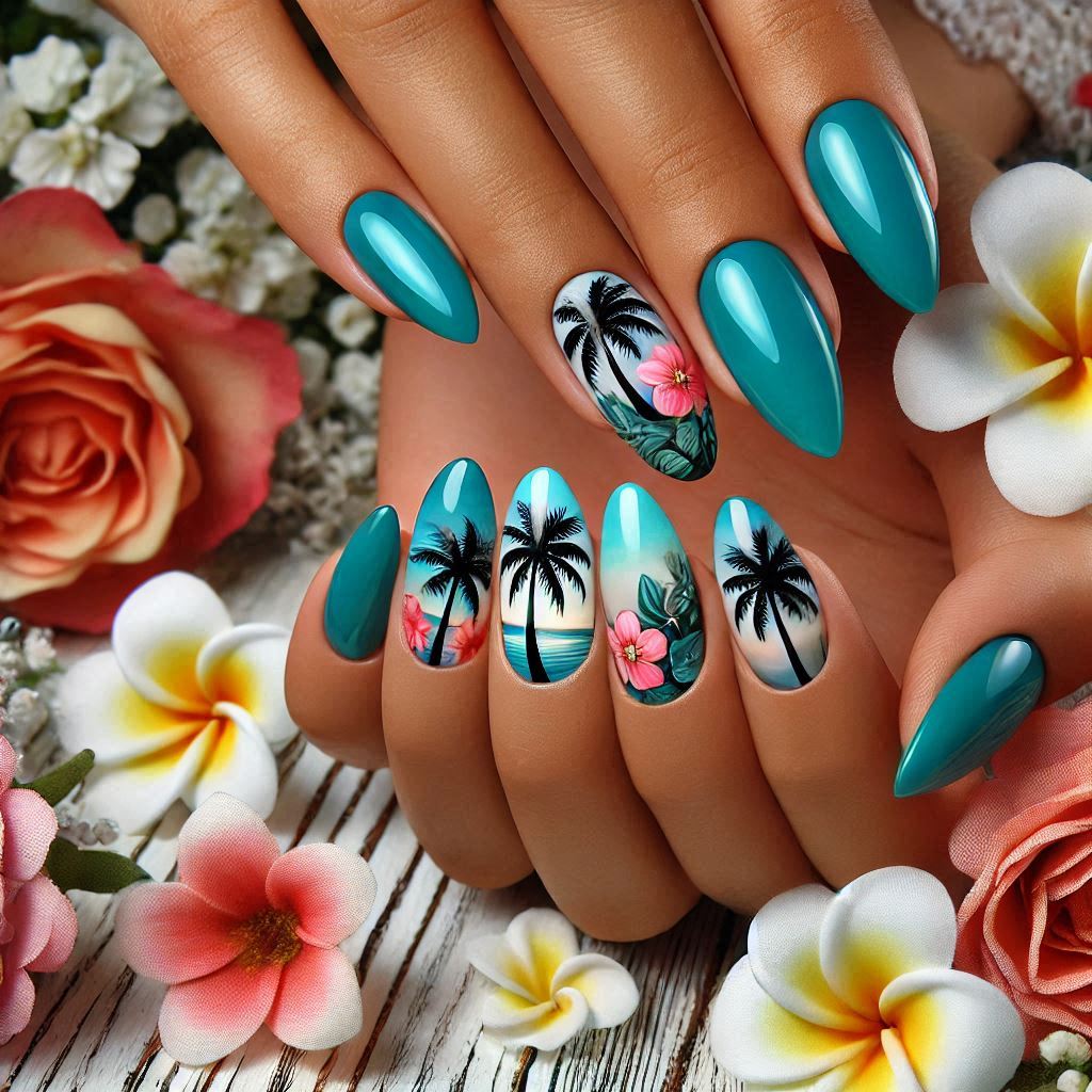 Tropical Palm Nails