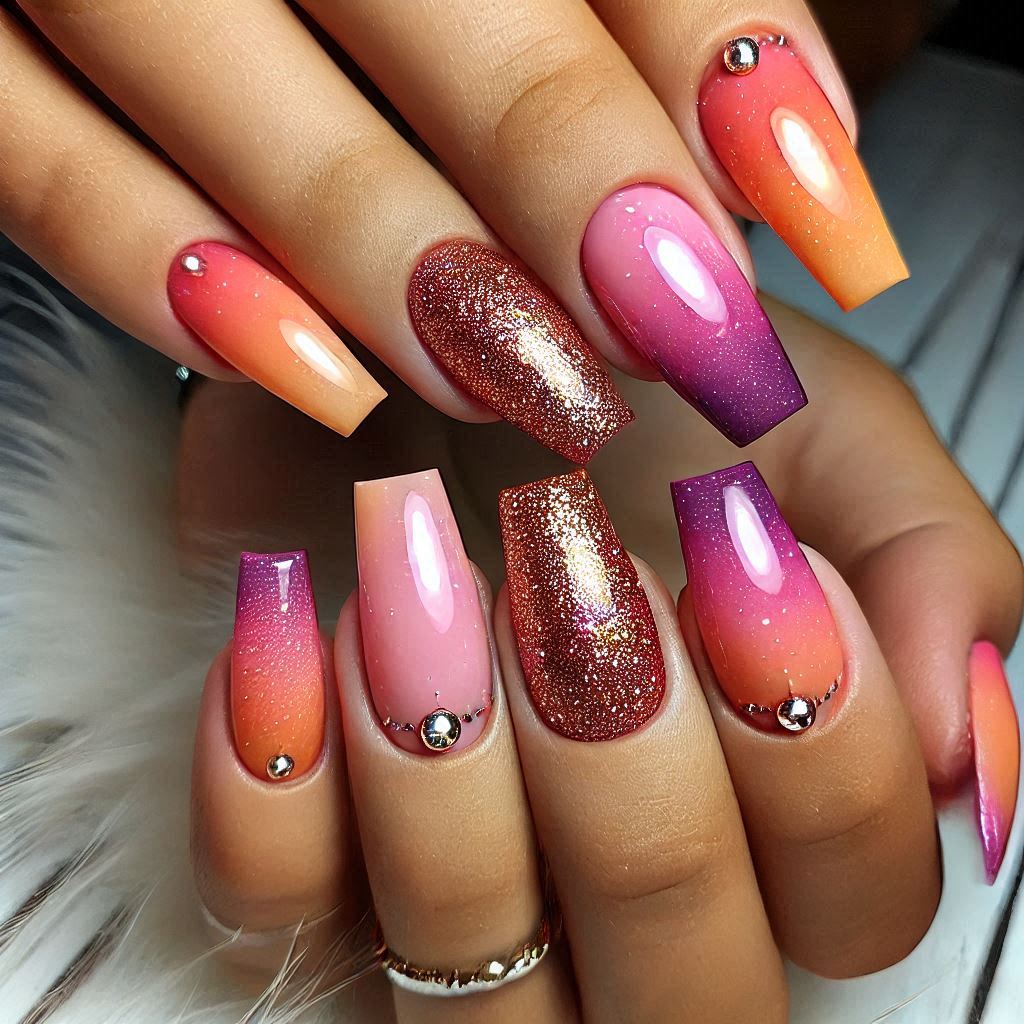 Tropical Sunset Nails