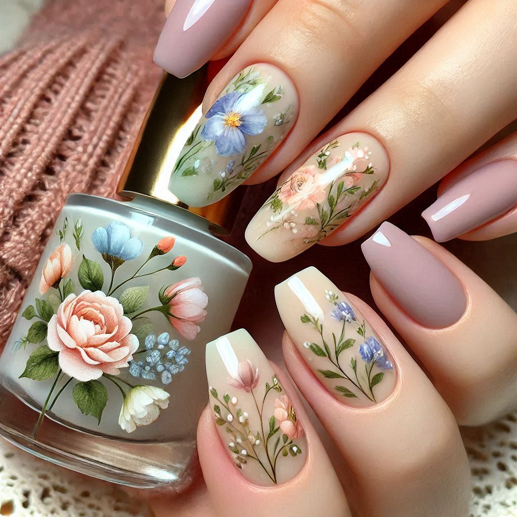 Watercolor Floral Nails