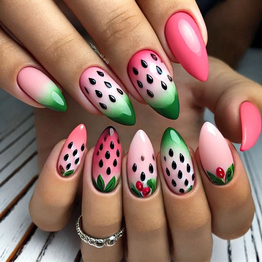 Watermelon Slice Nails