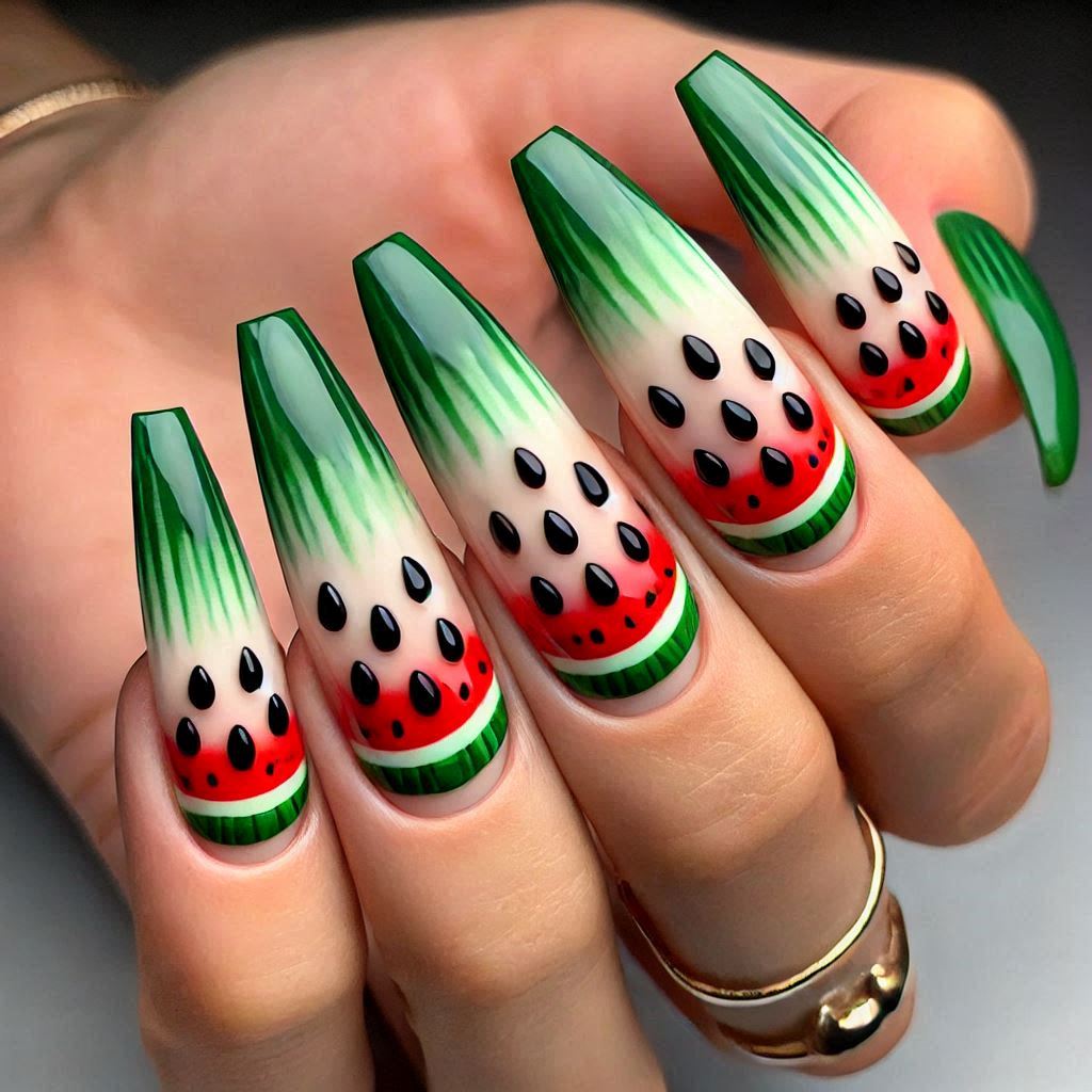Watermelon Slice Nails