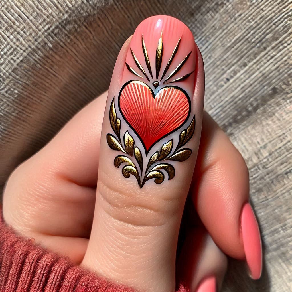 Coral Half Heart