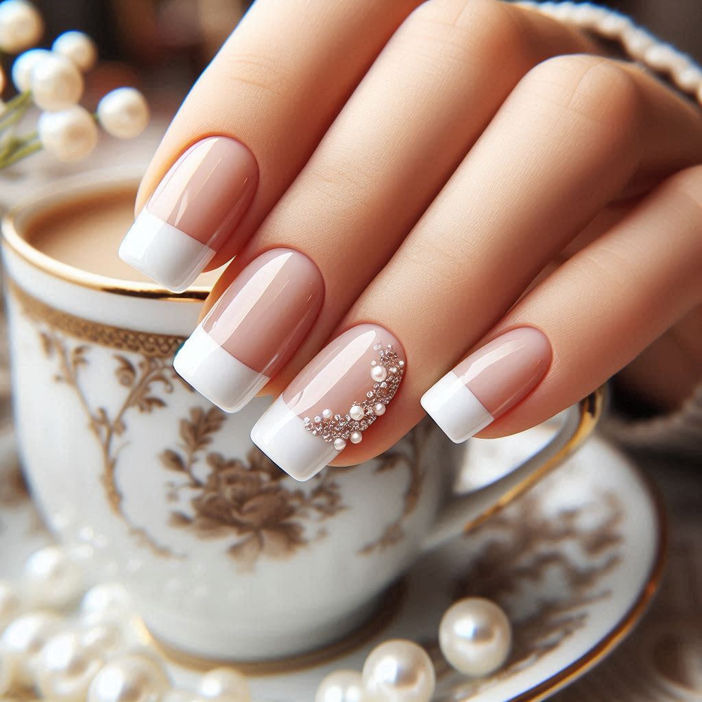 French Tip Baddie Square Nails