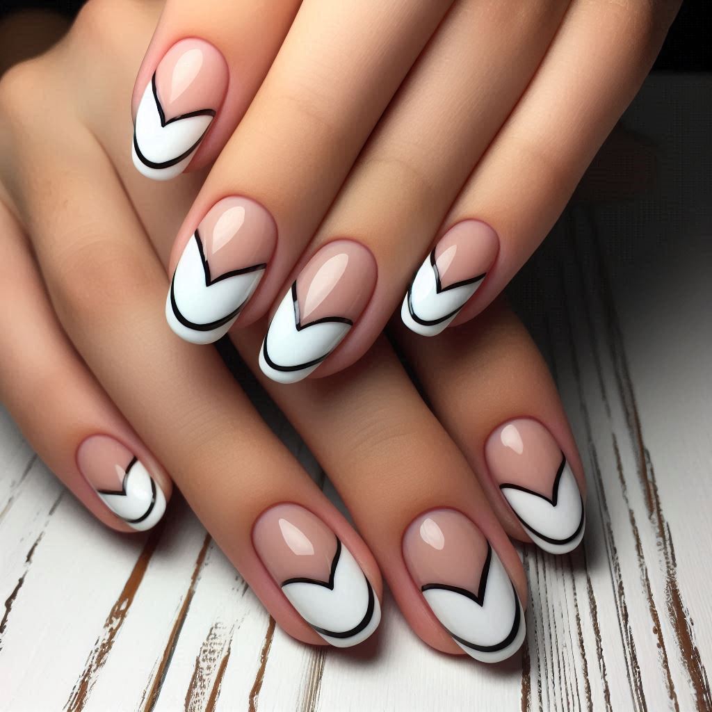 French Tip Half Heart