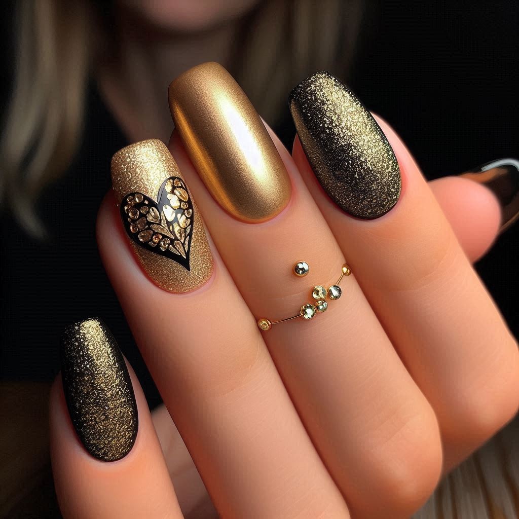 Glittery Gold Half Heart