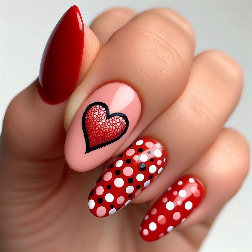 Polka Dot Half Heart