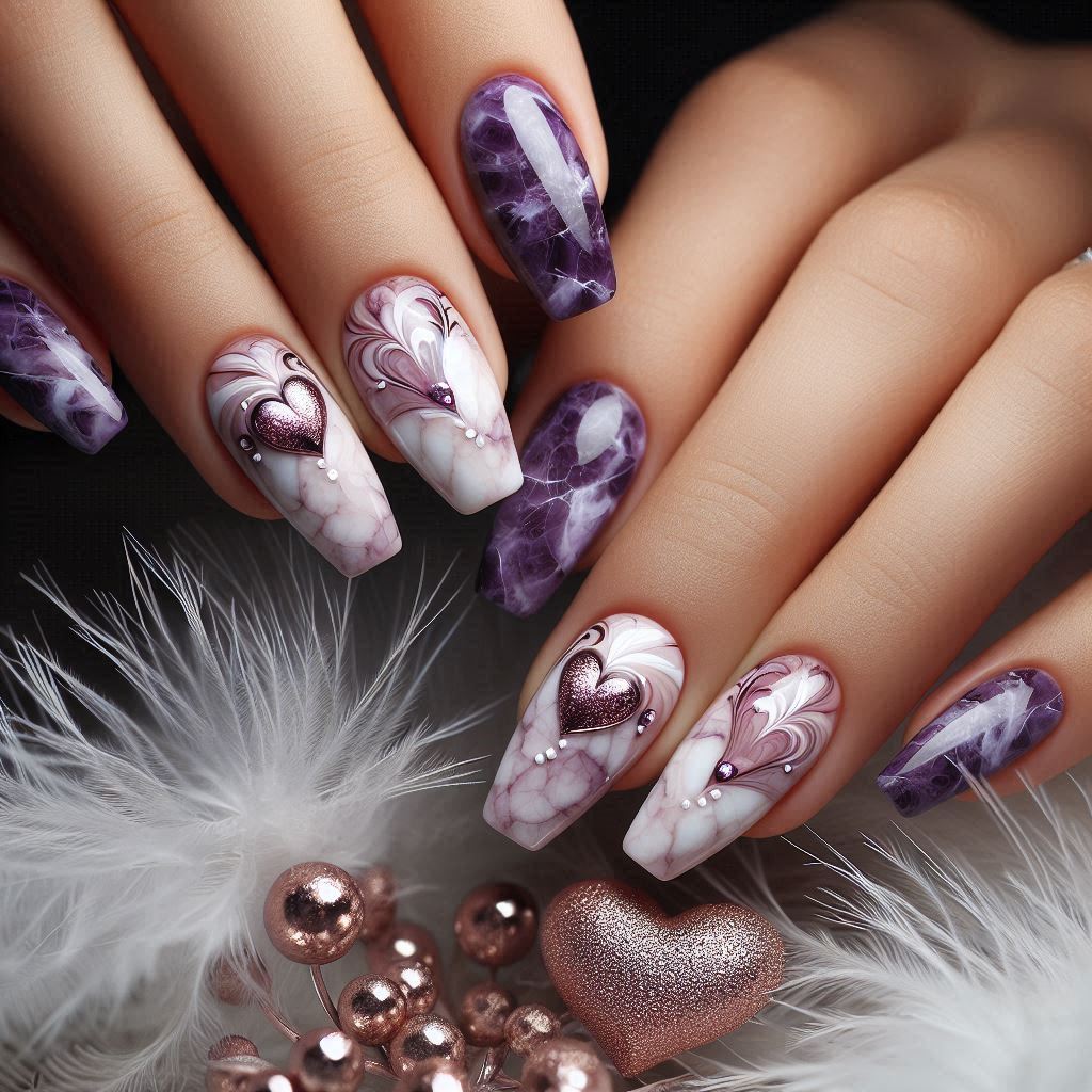 Purple Marble Hearts