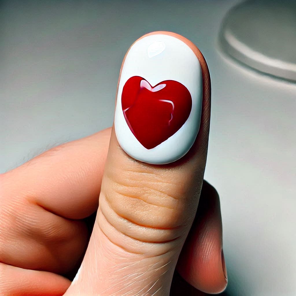 Red and White Half Heart