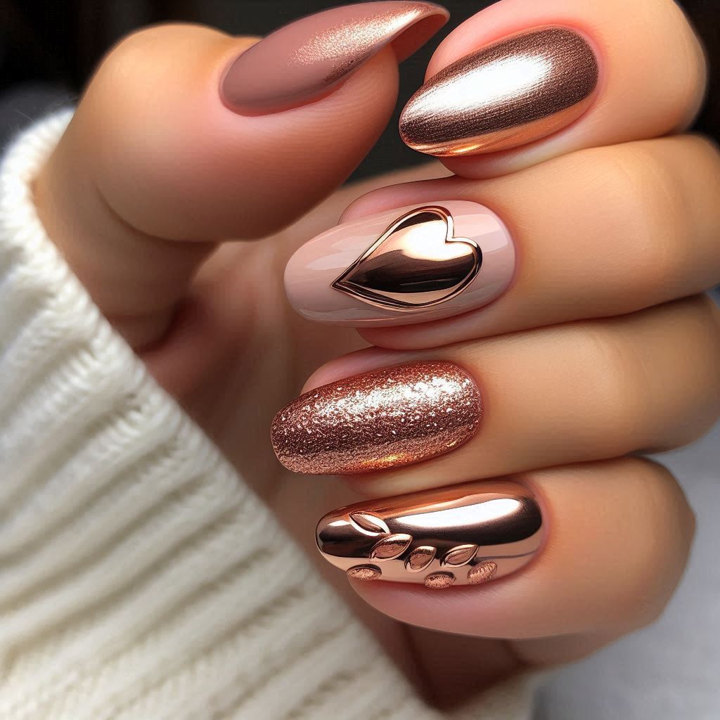 Rose Gold Half Heart