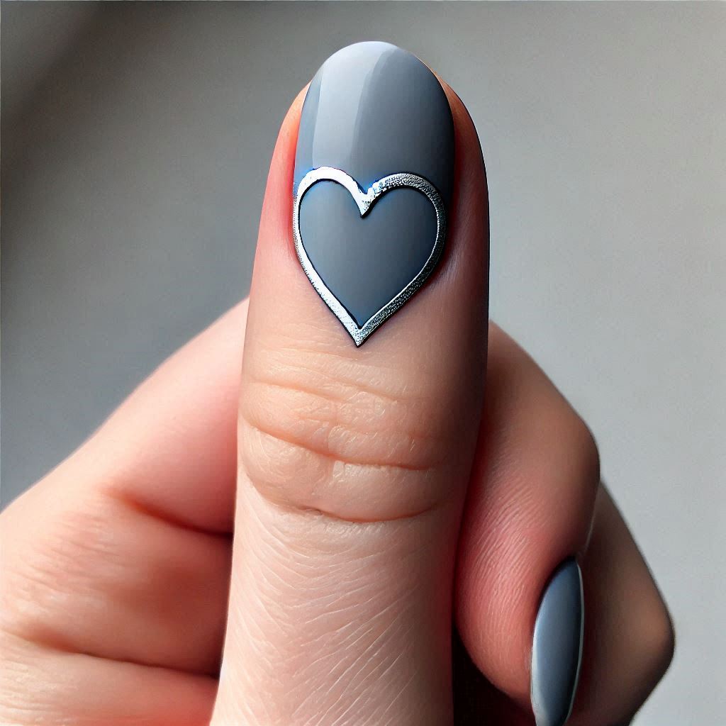 Soft Gray Half Heart