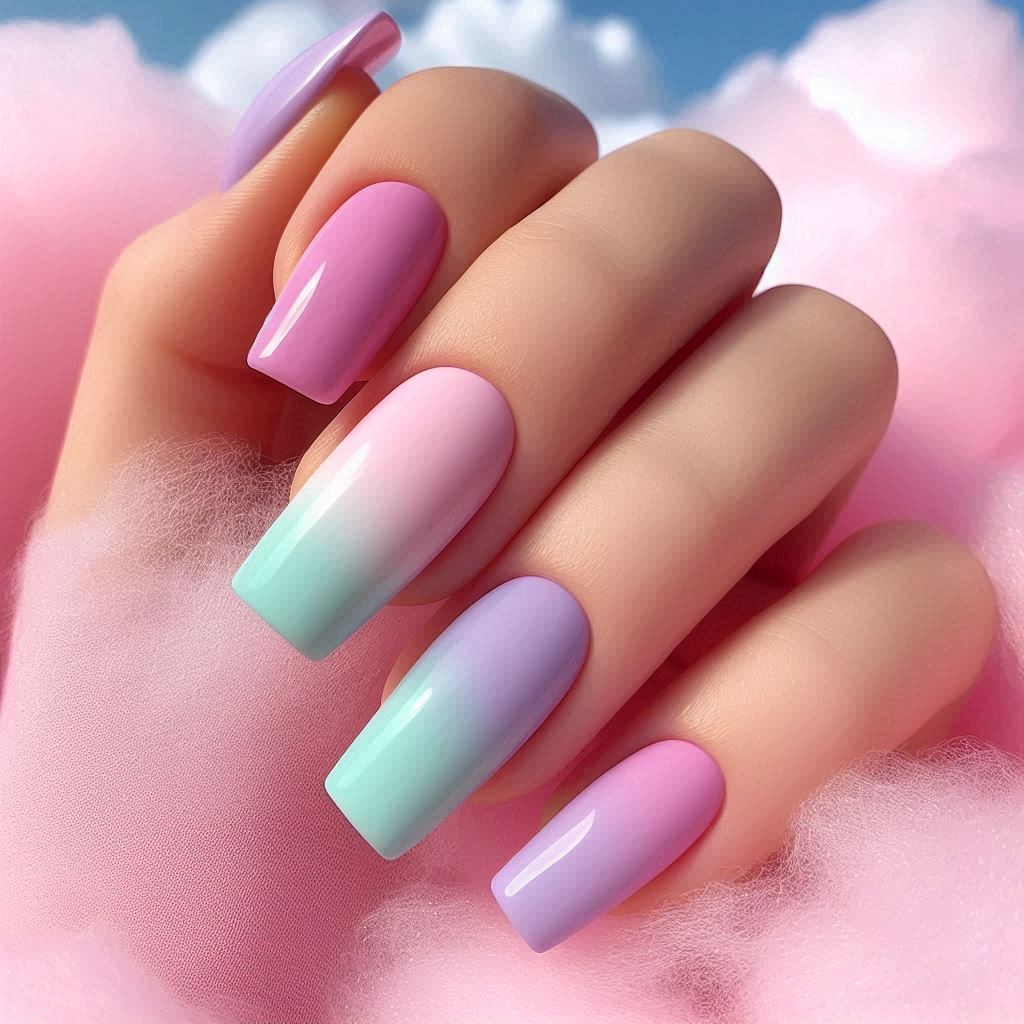 Soft Pastel Baddie Square Nails