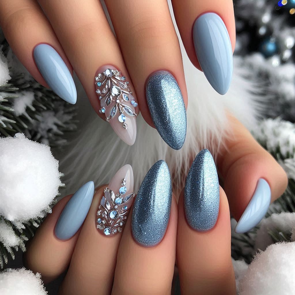 Icy Blue Baddie Nails