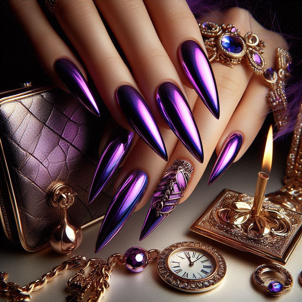Purple Chrome Nails