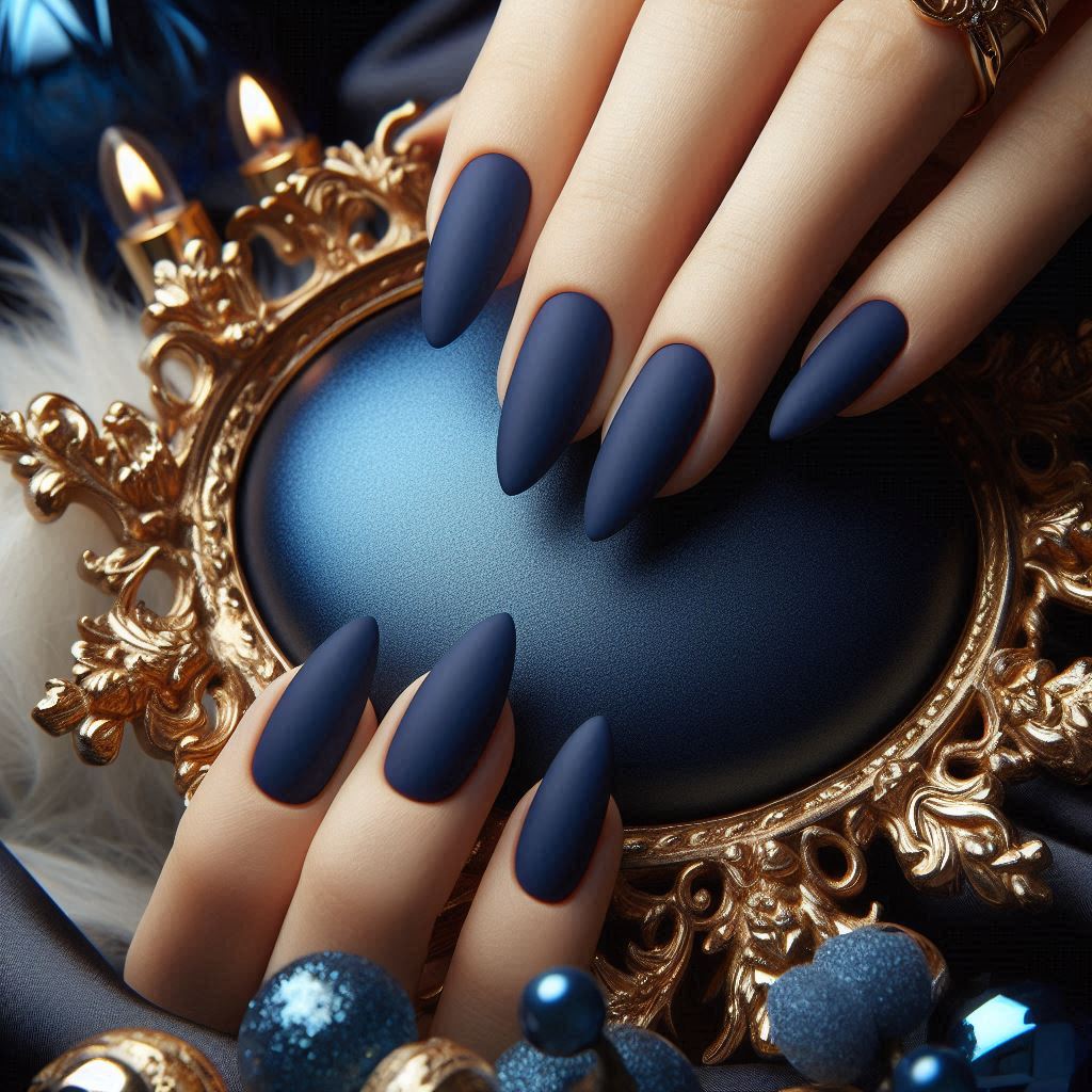 Royal Blue Velvet Nails
